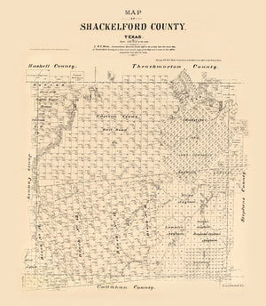 Vintage Map of Shackelford County, Texas 1879