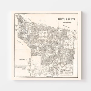 Vintage Map of Smith County, Texas 1880