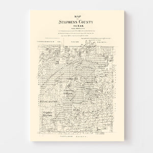Vintage Map of Stephens County, Texas 1879