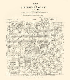 Vintage Map of Stephens County, Texas 1879