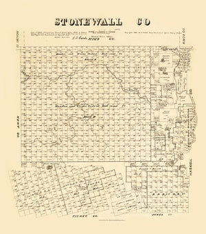 Vintage Map of Stonewall County, Texas 1880