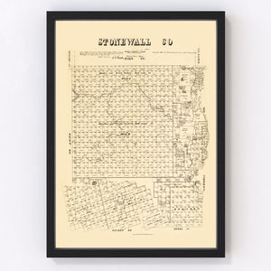 Vintage Map of Stonewall County, Texas 1880