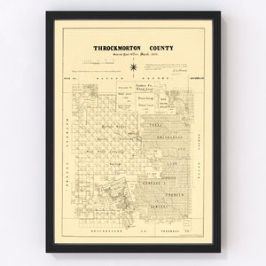 Vintage Map of Throckmorton County, Texas 1879