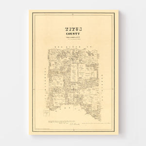 Vintage Map of Titus County, Texas 1880
