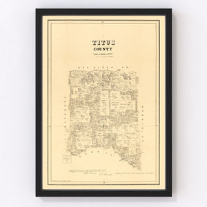 Vintage Map of Titus County, Texas 1880