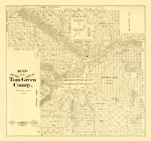 Vintage Map of Tom Green County, Texas 1893