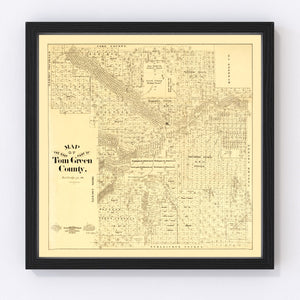 Vintage Map of Tom Green County, Texas 1893