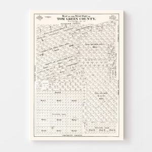 Vintage Map of Tom Green County, Texas 1894