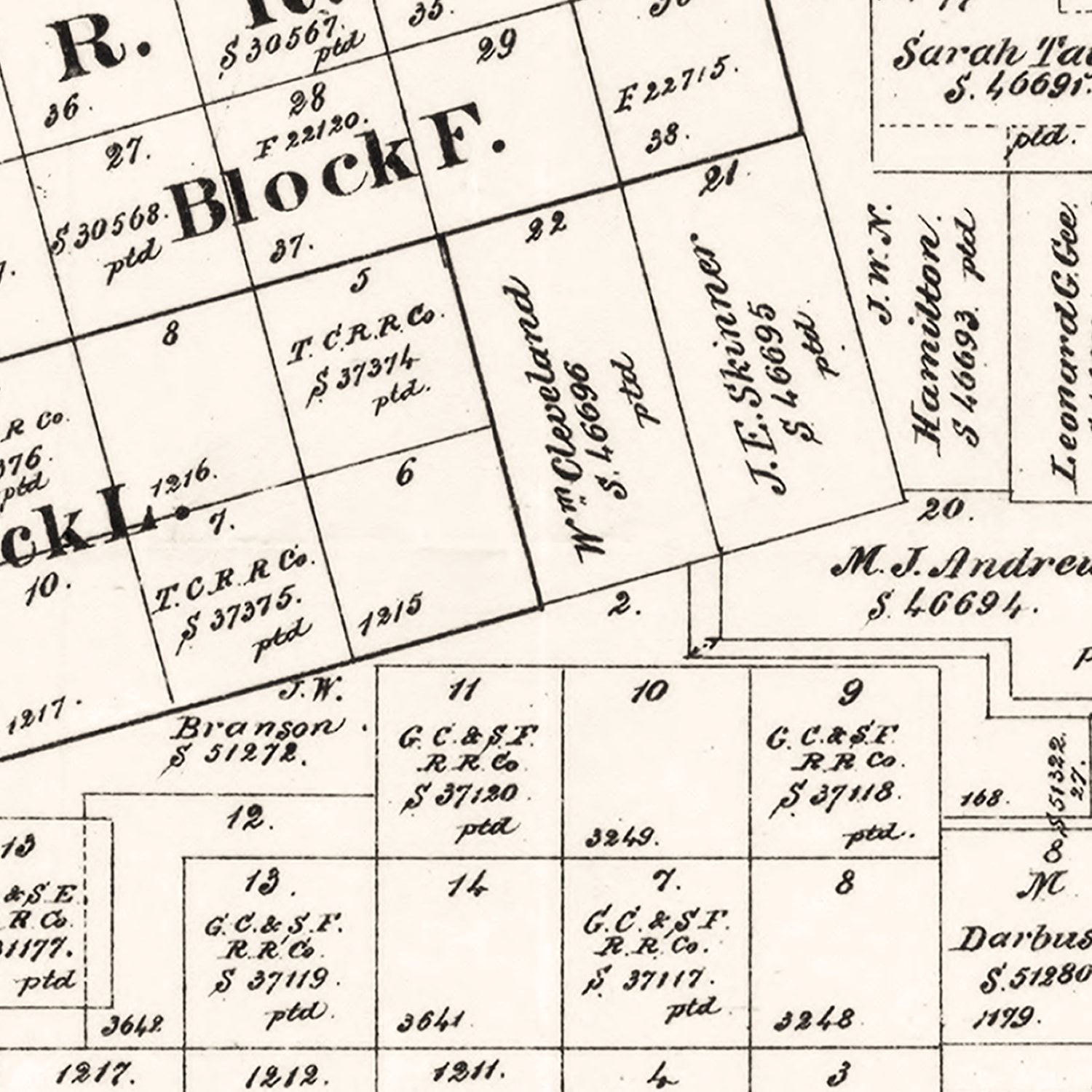 Vintage Map of Tom Green County, Texas 1894