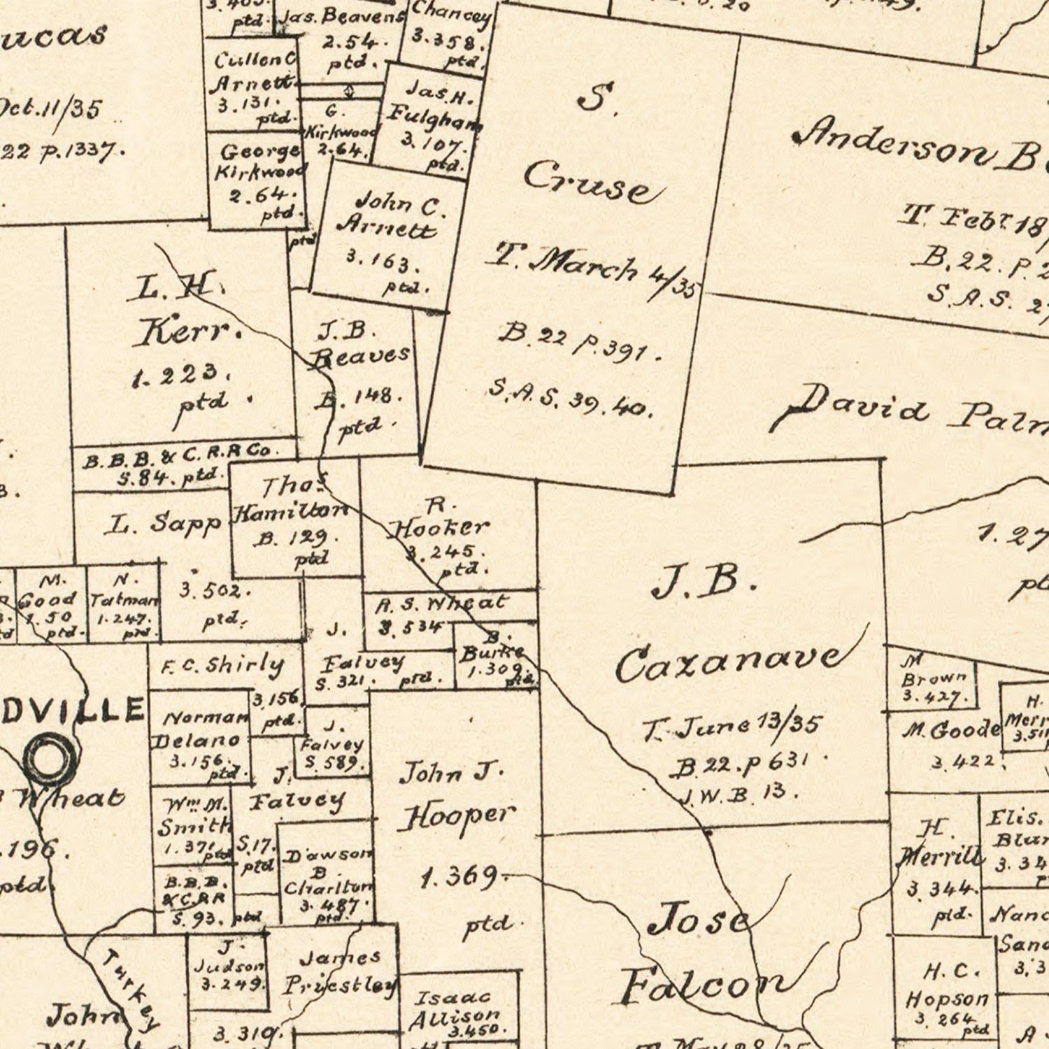 Vintage Map of Tyler County, Texas 1879