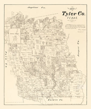 Vintage Map of Tyler County, Texas 1879