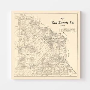 Vintage Map of Van Zandt County, Texas 1884