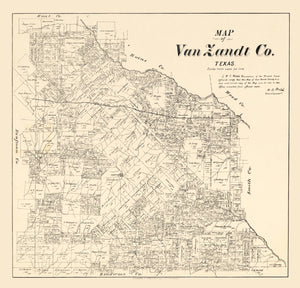 Vintage Map of Van Zandt County, Texas 1884