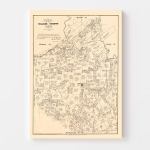 Vintage Map of Walker County, Texas 1879