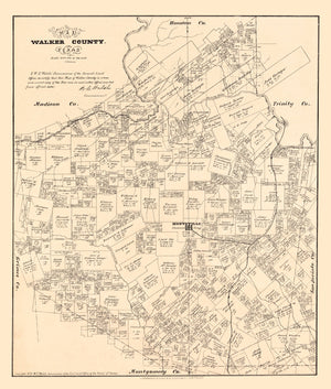 Vintage Map of Walker County, Texas 1879
