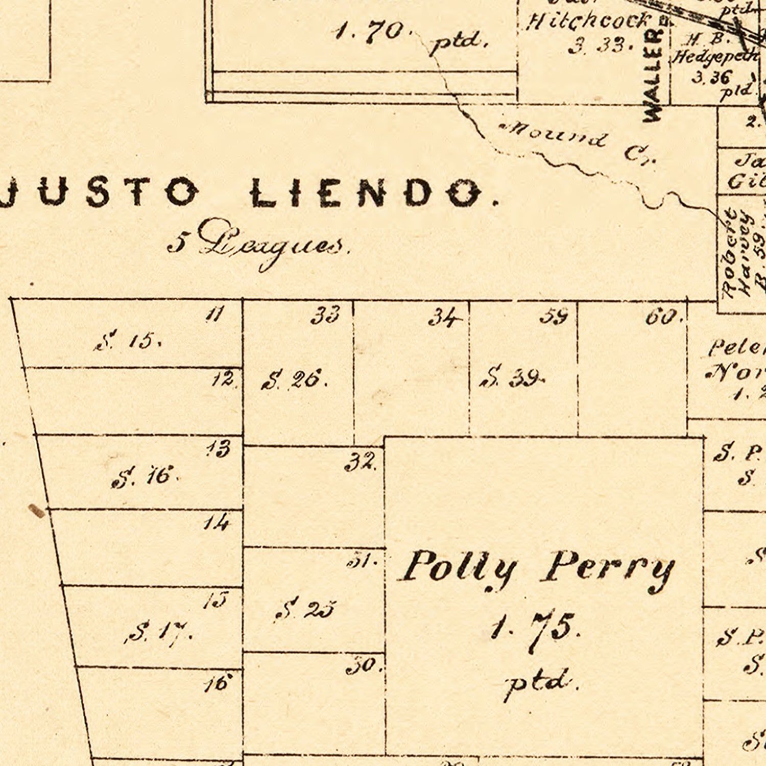 Vintage Map of Waller County, Texas 1879