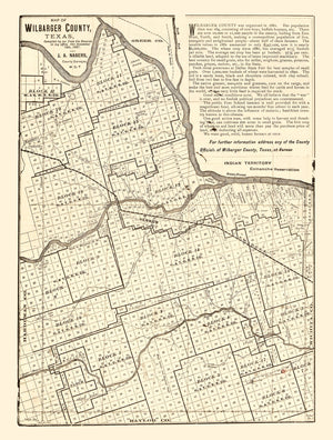 Vintage Map of Wilbarger County, Texas 1887