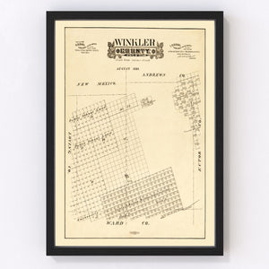 Vintage Map of Winkler County, Texas 1888