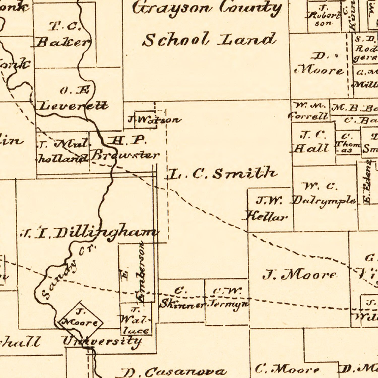 Vintage Map of Wise County, Texas 1870