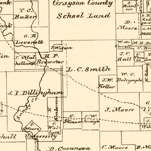 Vintage Map of Wise County, Texas 1870