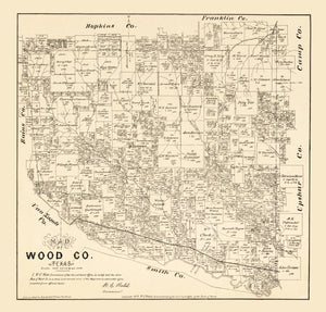 Vintage Map of Wood County, Texas 1879