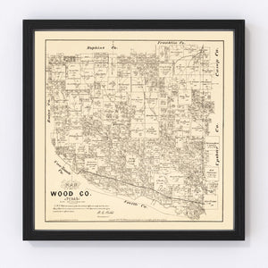 Vintage Map of Wood County, Texas 1879