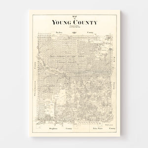 Vintage Map of Young County, Texas 1898