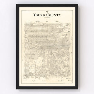 Vintage Map of Young County, Texas 1898