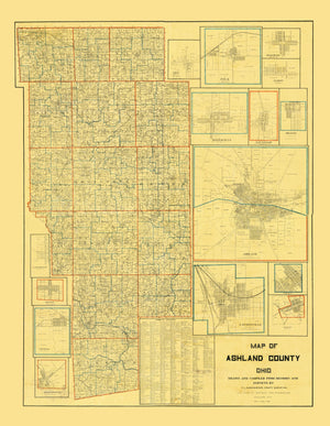 Vintage Map of Ashland County, Ohio 1897