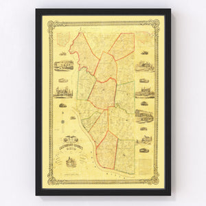 Vintage Map of Clermont County, Ohio 1857