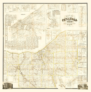 Vintage Map of Cuyahoga County, Ohio 1858