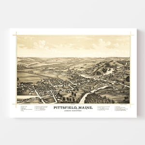 Vintage Map of Pittsfield, Maine 1889