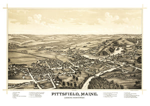 Vintage Map of Pittsfield, Maine 1889