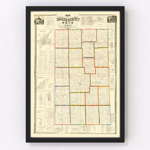 Vintage Map of Darke County, Ohio 1857