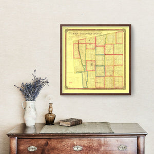 Vintage Map of Delaware County, Ohio 1849