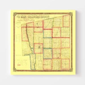 Vintage Map of Delaware County, Ohio 1849