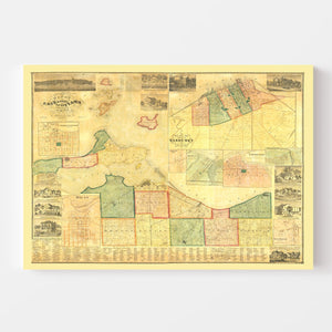 Vintage Map of Erie County, Ohio 1863