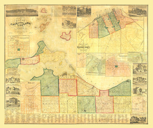 Vintage Map of Erie County, Ohio 1863