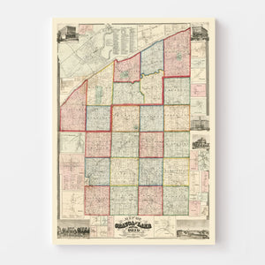 Vintage Map of Geauga County, Ohio 1857