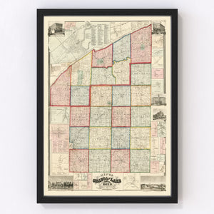 Vintage Map of Geauga County, Ohio 1857