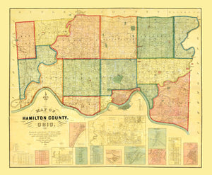 Vintage Map of Hamilton County, Ohio 1856