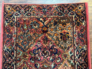 Karastan Runner Rug 2x9, Multicolor Panel Kirman Runner #717, Wool Pile, Original 700 Series, Vintage, Skinny Runner 2 x 9, Rare