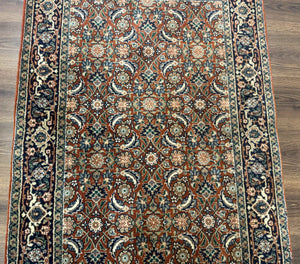 Indo Persian Bijar Rug 3x5, Red and Navy Blue, Allover Pattern, Fine Hand Knotted Wool Carpet