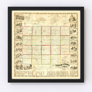 Vintage Map of Huron County, Ohio 1859