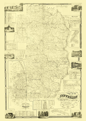 Vintage Map of Jefferson County, Ohio 1856