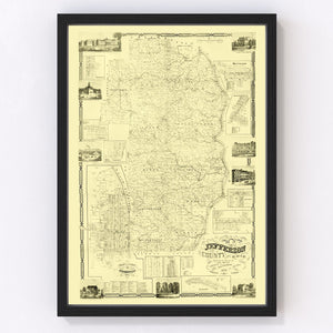 Vintage Map of Jefferson County, Ohio 1856