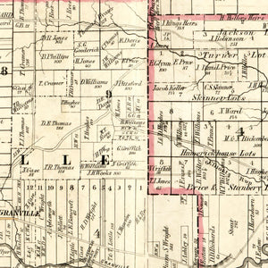 Vintage Map of Licking County, Ohio 1854