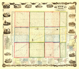 Vintage Map of De Kalb County, Ohio 1863