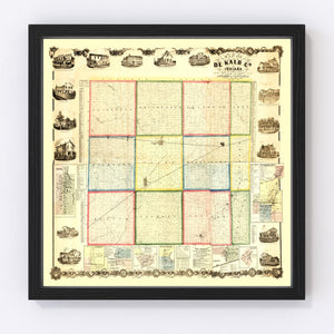 Vintage Map of De Kalb County, Ohio 1863