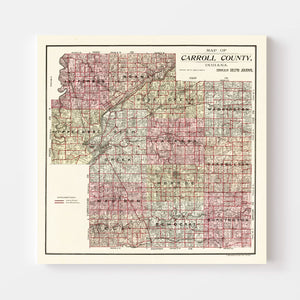 Vintage Map of Carroll County, Indiana 1898